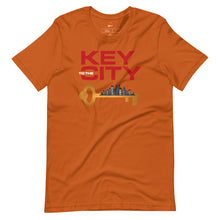 Load image into Gallery viewer, Red "Key to the City Logo" Unisex T-Shirt