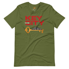 Load image into Gallery viewer, Red "Key to the City Logo" Unisex T-Shirt